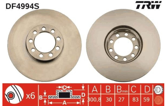 Bromsskiva DF4994S TRW, bild 3