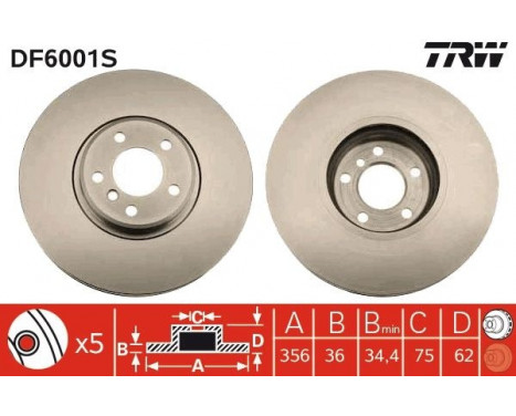 Bromsskiva DF6001S TRW, bild 2