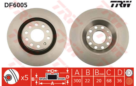 Bromsskiva DF6005 TRW