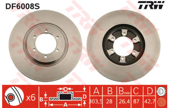 Bromsskiva DF6008S TRW