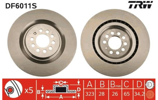 Bromsskiva DF6011S TRW