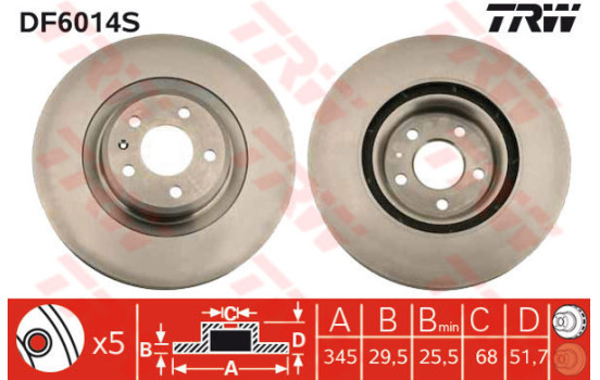 Bromsskiva DF6014S TRW