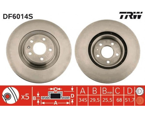 Bromsskiva DF6014S TRW, bild 3