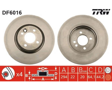 Bromsskiva DF6016 TRW