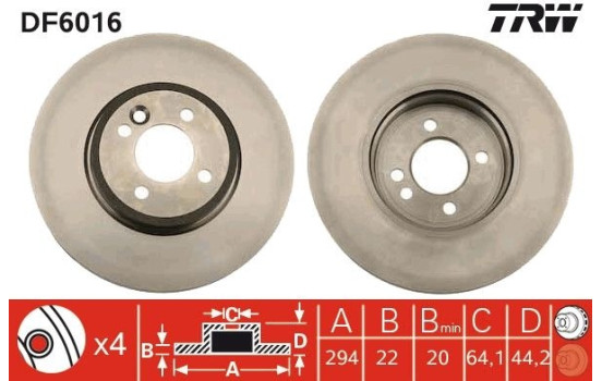 Bromsskiva DF6016 TRW
