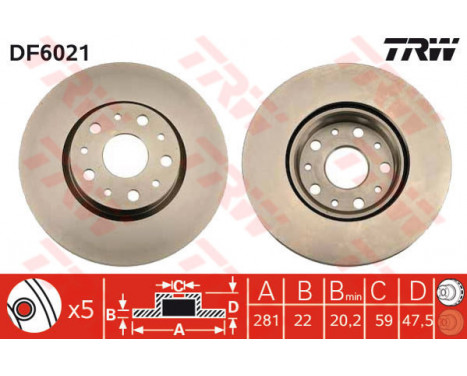 Bromsskiva DF6021 TRW