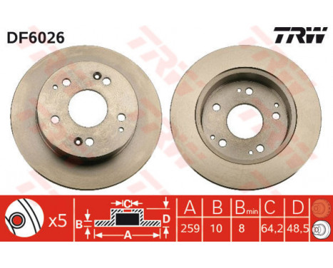 Bromsskiva DF6026 TRW