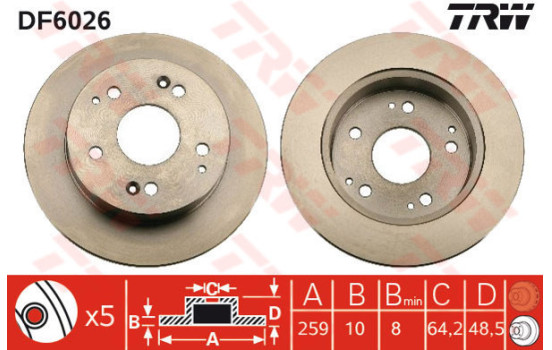 Bromsskiva DF6026 TRW