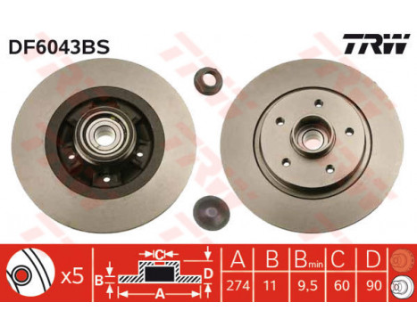 Bromsskiva DF6043BS TRW