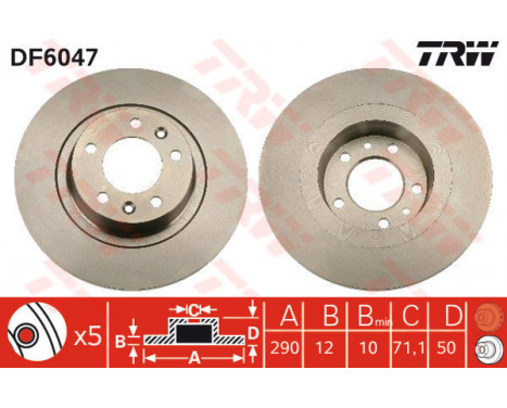 Bromsskiva DF6047 TRW