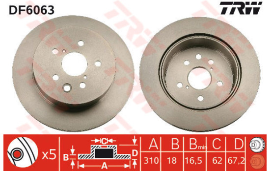 Bromsskiva DF6063 TRW