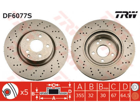 Bromsskiva DF6077S TRW