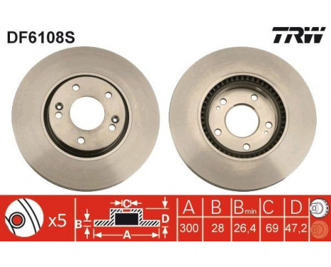 Bromsskiva DF6108S TRW, bild 2