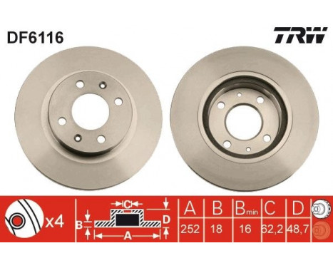 Bromsskiva DF6116 TRW, bild 2