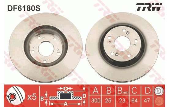 Bromsskiva DF6180S TRW, bild 2