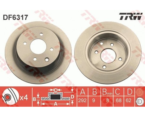 Bromsskiva DF6317 TRW