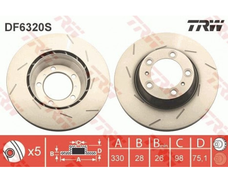 Bromsskiva DF6320S TRW