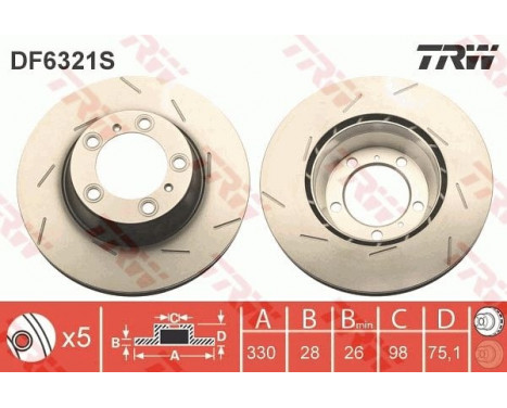 Bromsskiva DF6321S TRW, bild 2