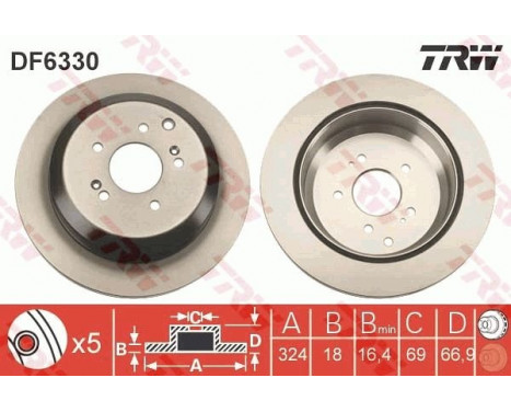 Bromsskiva DF6330 TRW