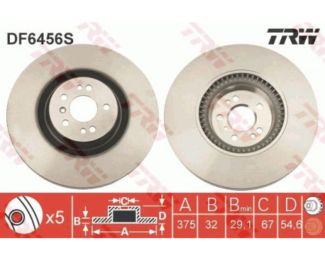 Bromsskiva DF6456S TRW, bild 2