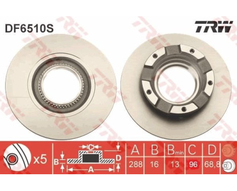 Bromsskiva DF6510S TRW, bild 2