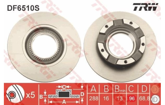 Bromsskiva DF6510S TRW, bild 2