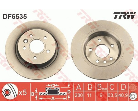 Bromsskiva DF6535 TRW