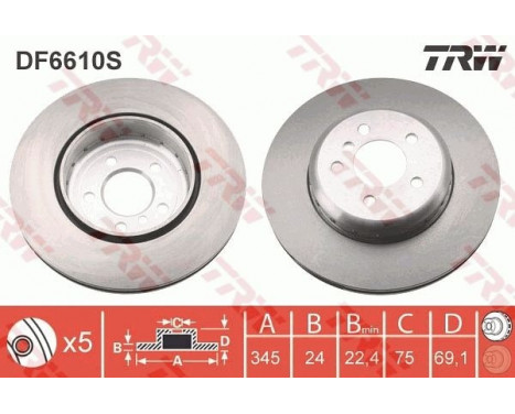 Bromsskiva DF6610S TRW