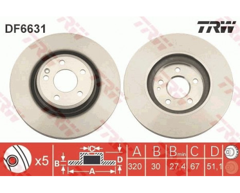 Bromsskiva DF6631 TRW, bild 2