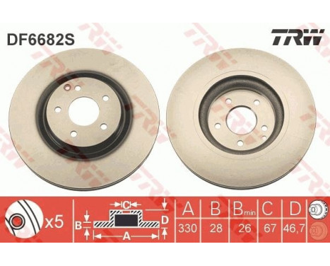 Bromsskiva DF6682S TRW