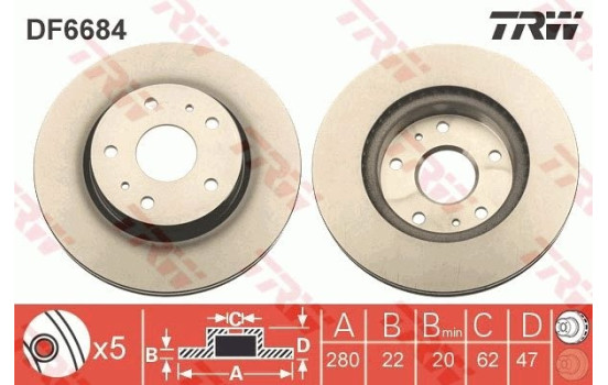 Bromsskiva DF6684 TRW