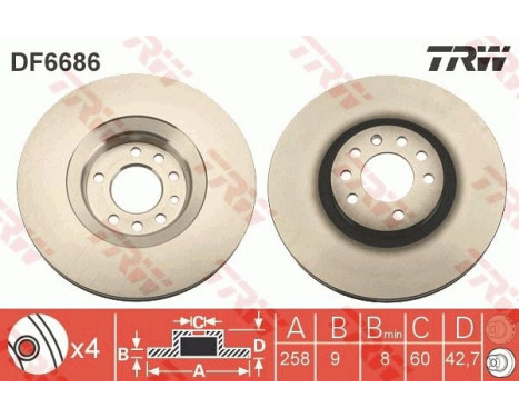 Bromsskiva DF6686 TRW, bild 2