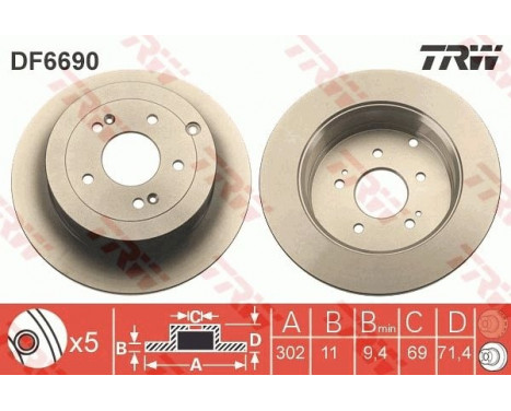 Bromsskiva DF6690 TRW