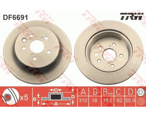 Bromsskiva DF6691 TRW