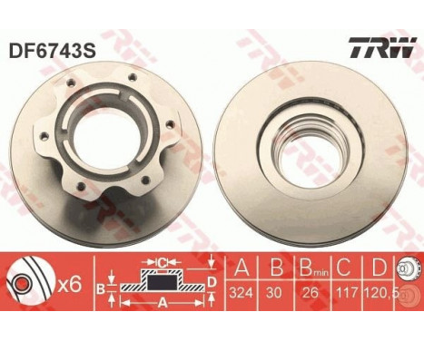 Bromsskiva DF6743S TRW