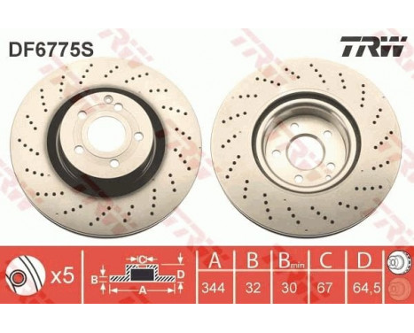 Bromsskiva DF6775S TRW