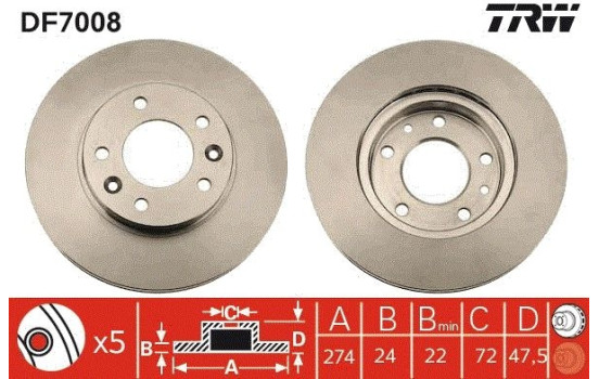 Bromsskiva DF7008 TRW, bild 2