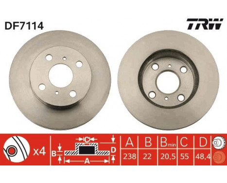 Bromsskiva DF7114 TRW, bild 2