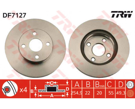 Bromsskiva DF7127 TRW