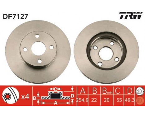 Bromsskiva DF7127 TRW, bild 2