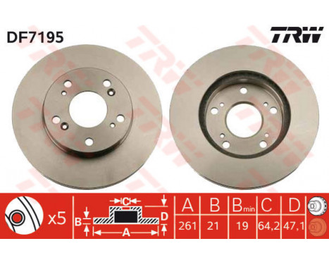 Bromsskiva DF7195 TRW