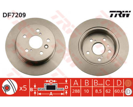 Bromsskiva DF7209 TRW