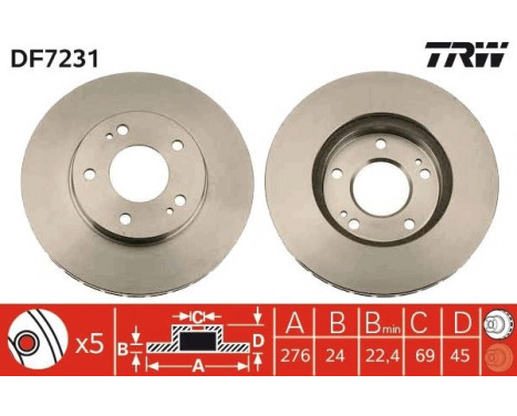 Bromsskiva DF7231 TRW, bild 2