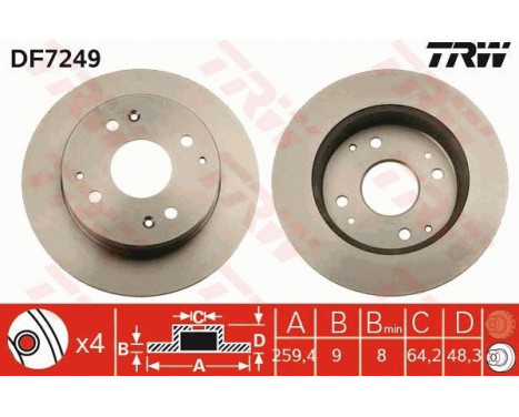 Bromsskiva DF7249 TRW, bild 2