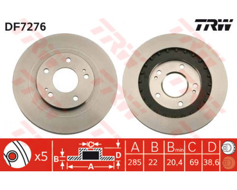 Bromsskiva DF7276 TRW