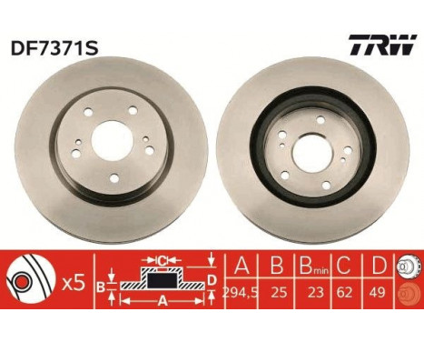 Bromsskiva DF7371S TRW, bild 2