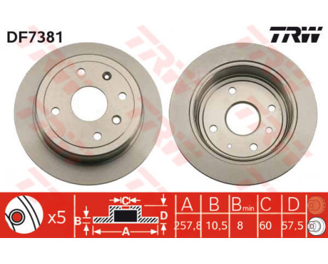Bromsskiva DF7381 TRW