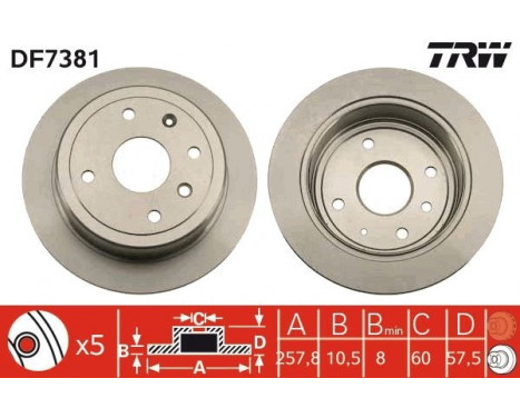Bromsskiva DF7381 TRW, bild 2