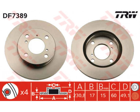 Bromsskiva DF7389 TRW