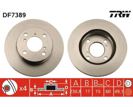 Bromsskiva DF7389 TRW, bild 2